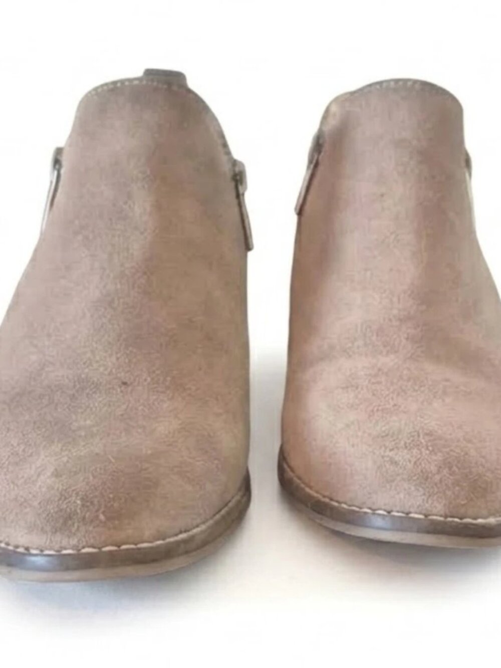 Lucky Brand Boots Women's 7.5 M Casual Side Zip Ankle Bootie Beige Suede - Picture 4 of 8
